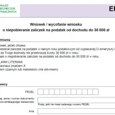 Formularz ZUS EPD-21: wniosek o niepobieranie zaliczek na podatek od dochodu do 30 000 zł. Instrukcja wypełniania i dane wnioskodawcy.