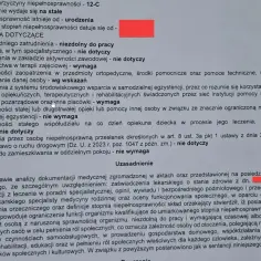 Wzór odwołanie od orzeczenia o stopniu niepełnosprawności, pkt 7 uzasadnienie: konieczność stałej opieki - nie wymaga.
