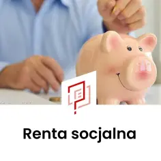 Osoba wkłada monetę do świnki-skarbonki, przygotowując wniosek o rentę socjalną.