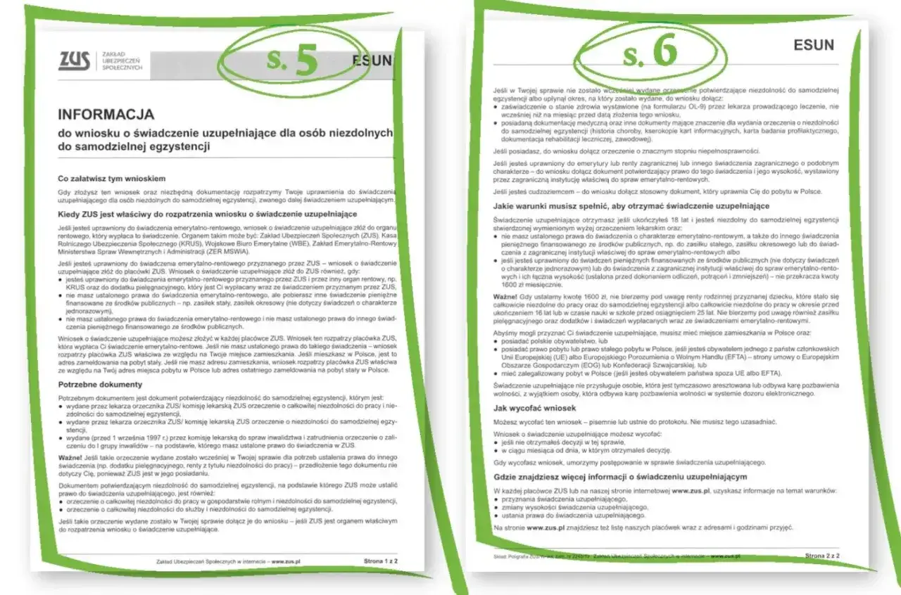 Informacja o świadczeniu uzupełniającym dla osób niezdolnych do samodzielnej egzystencji. Wniosek 500 plus senior.