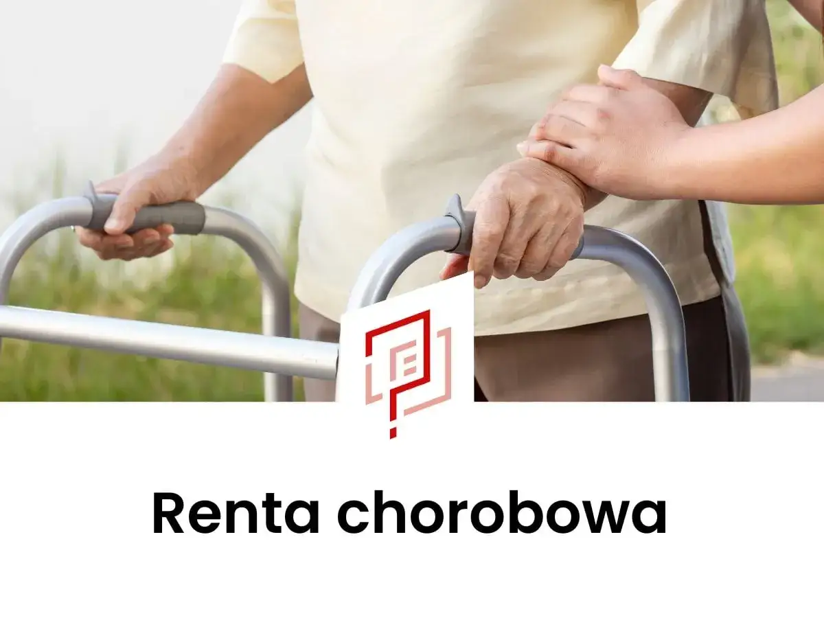 Osoba starsza z pomocą drugiej osoby korzysta z chodzika. Temat: renta chorobowa po 50 roku życia.